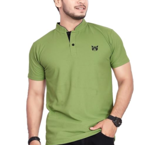 Men's and Boy's Polyster T-Shirt with Mandarin Collared Neck Half Sleeves Closuer Button and Regular Fit | Polo t Shirt for Man