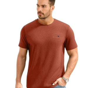 Men Solid Waffle Crew Neck Tshirt | Waffle Knit T-Shirt | Men's T-Shirt | Tees for Man | Textured Half Sleeve T-Shirt's | Tshirt for Men Stylish